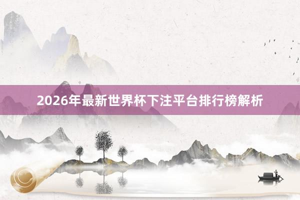 2026年最新世界杯下注平台排行榜解析