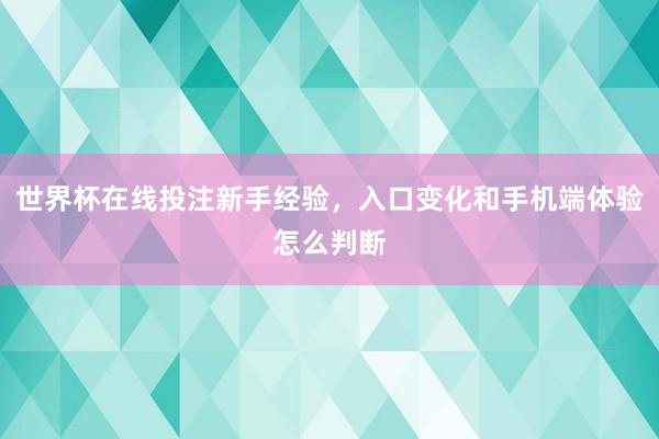 世界杯在线投注新手经验，入口变化和手机端体验怎么判断